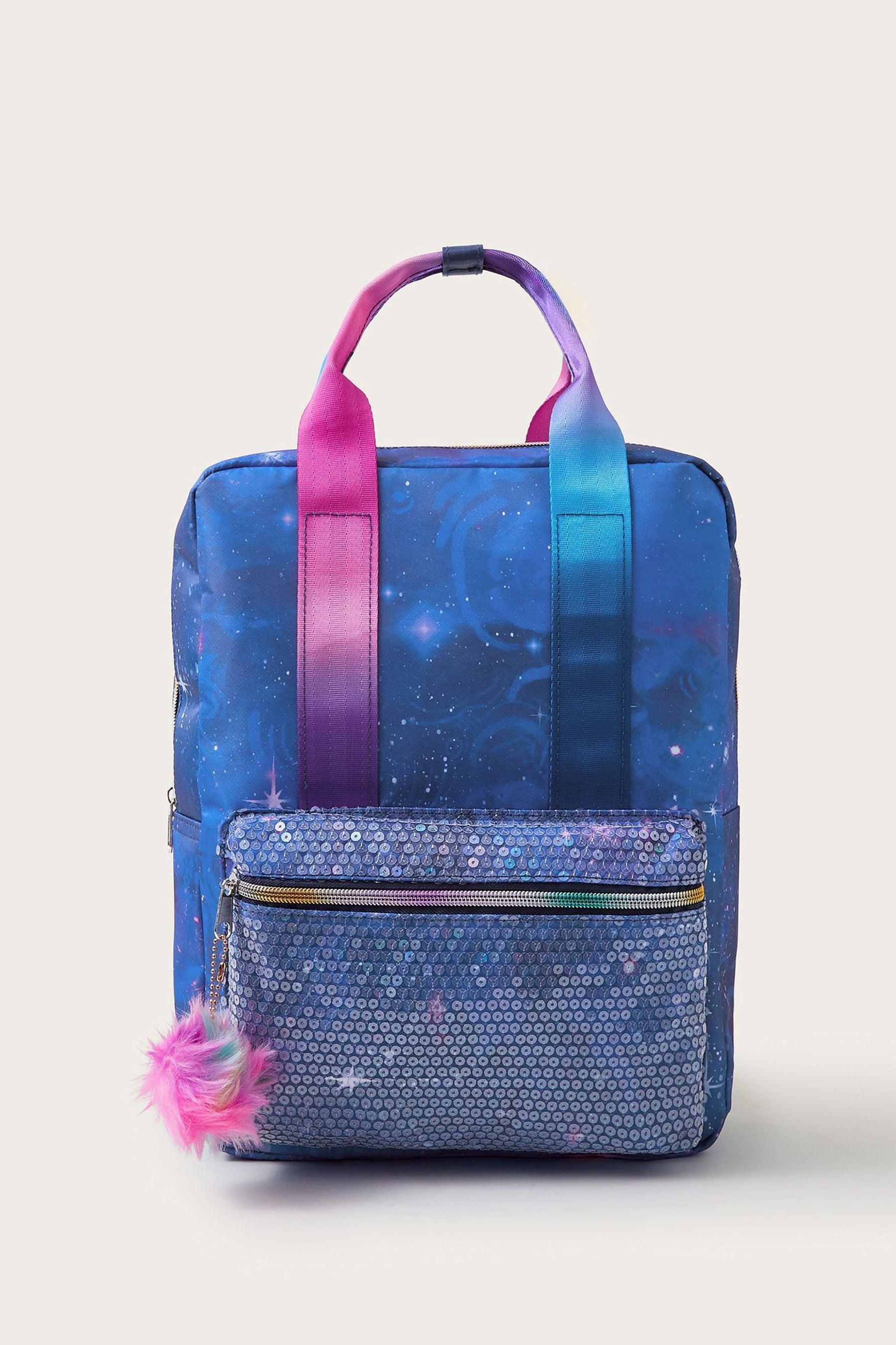 Monsoon Blue Sequin Galaxy Backpack one Girls
