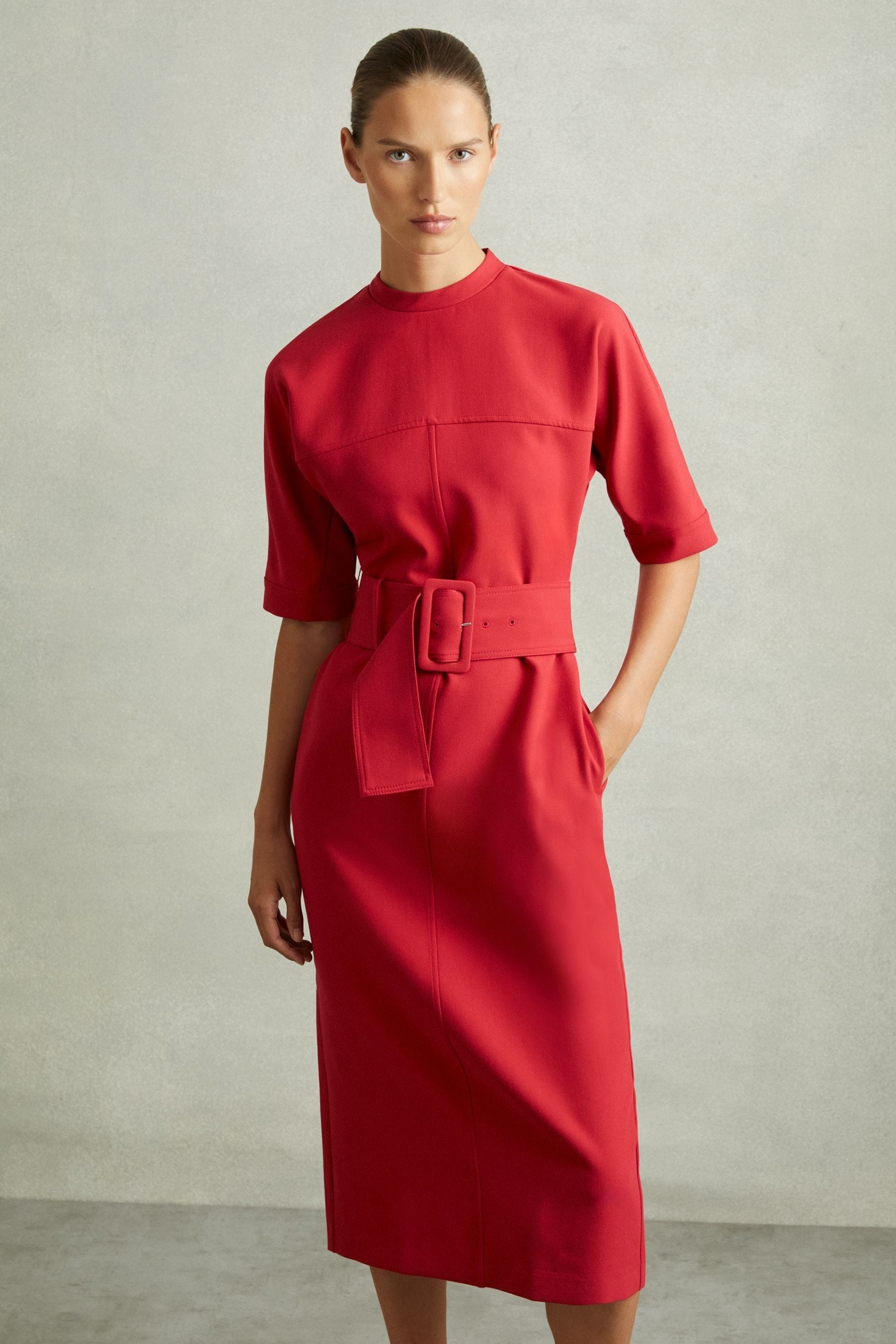 Buy Reiss Red Naya Belted Midi Dress from Next South Africa
