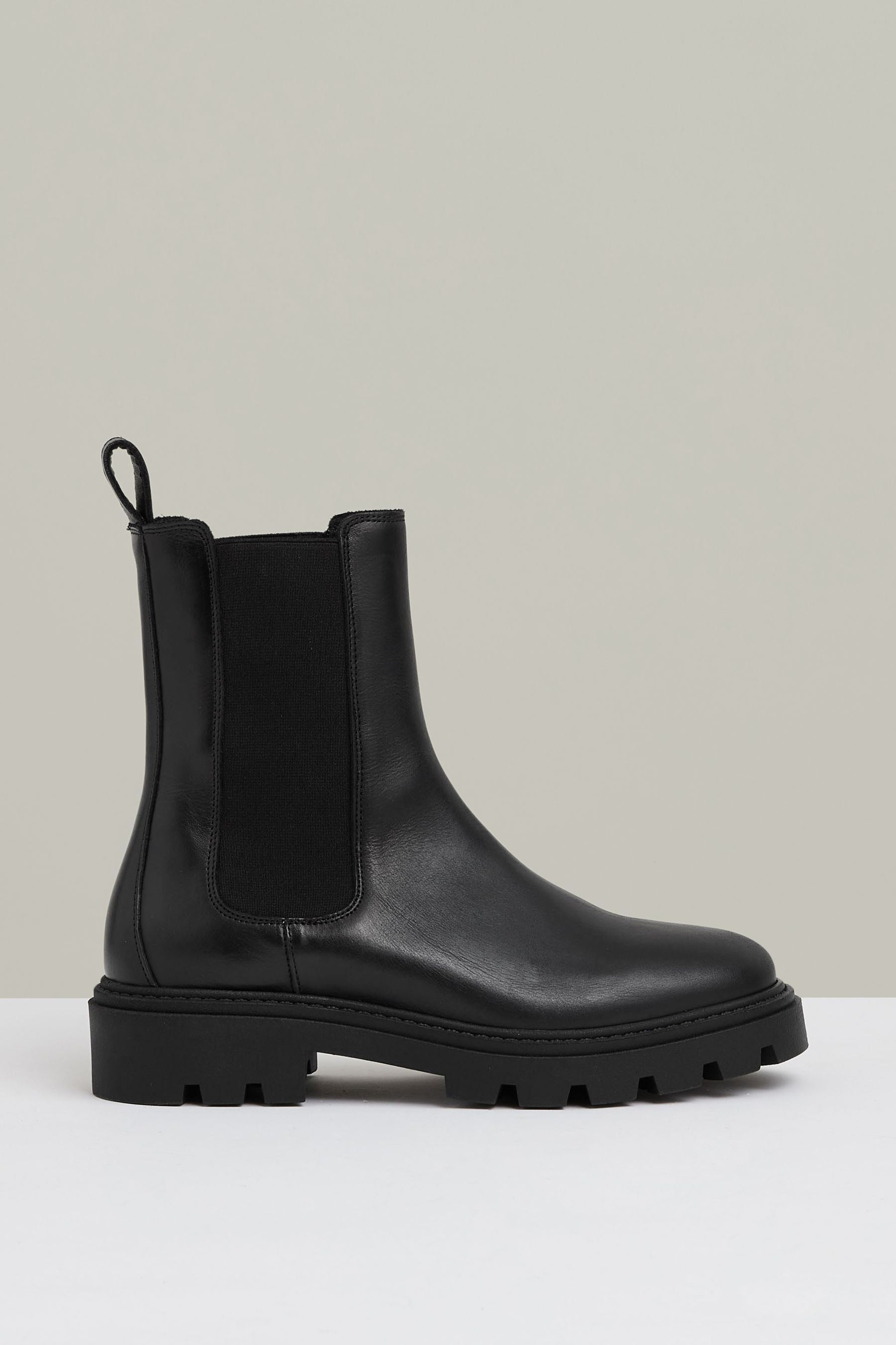 Buy Reiss Black Theresa Leather Cleated Sole Chelsea Boots from the Next UK online shop