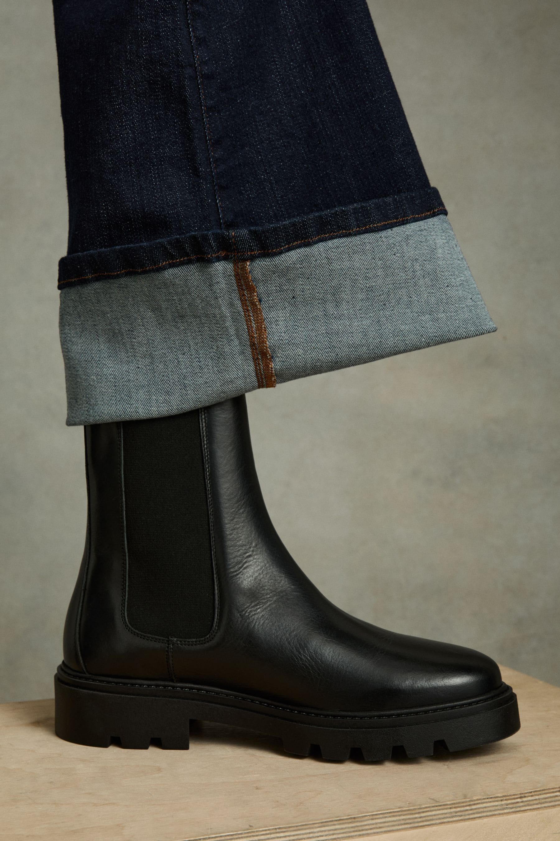 Buy Reiss Black Theresa Leather Cleated Sole Chelsea Boots from Next Canada