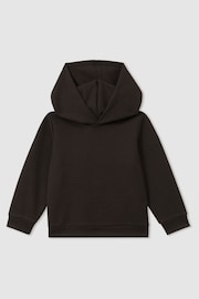 Reiss Chocolate Brown Fabien Teen Interlock Jersey Hoodie - Image 1 of 4