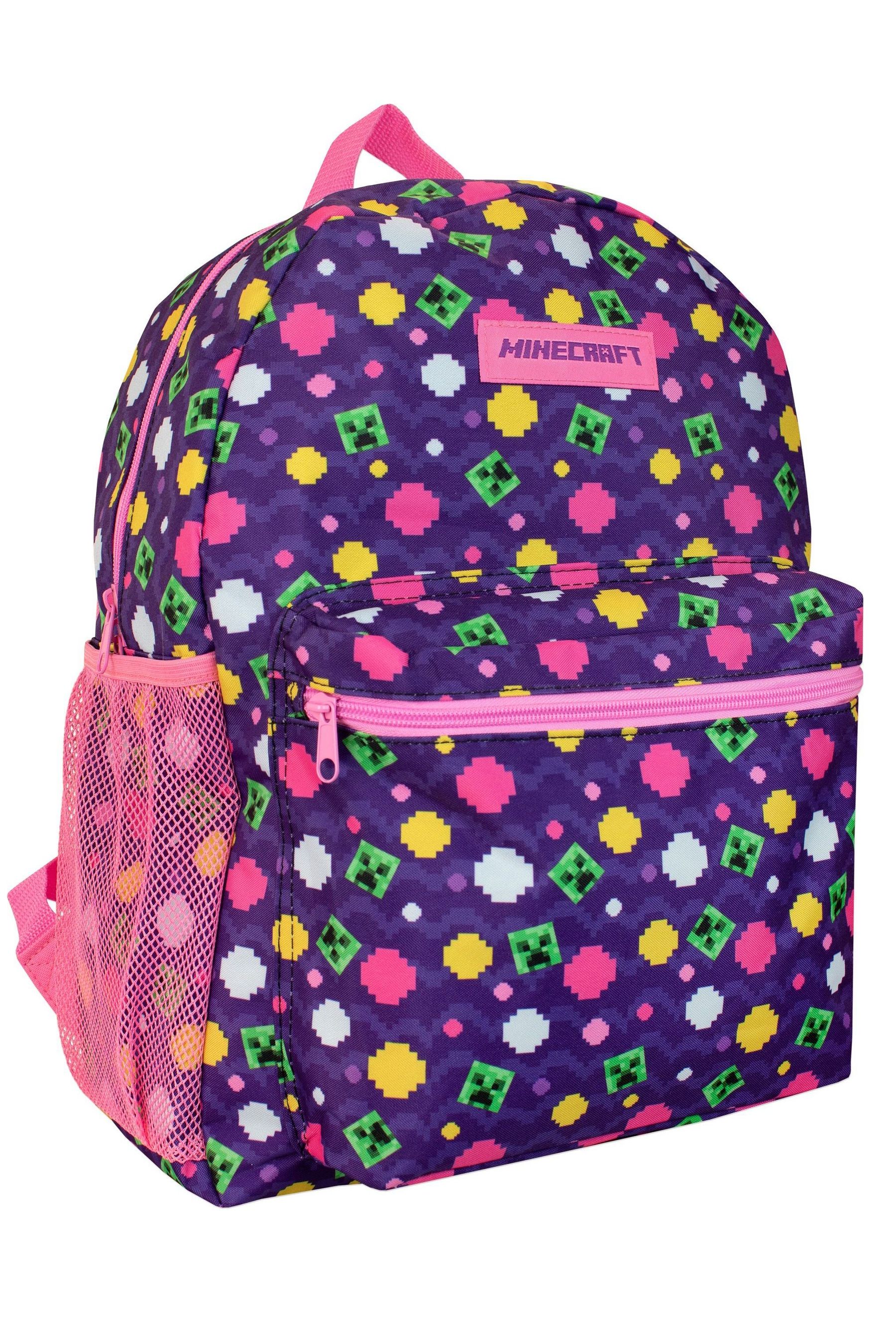 Character Purple Minecraft Creeper Backpack one Girls