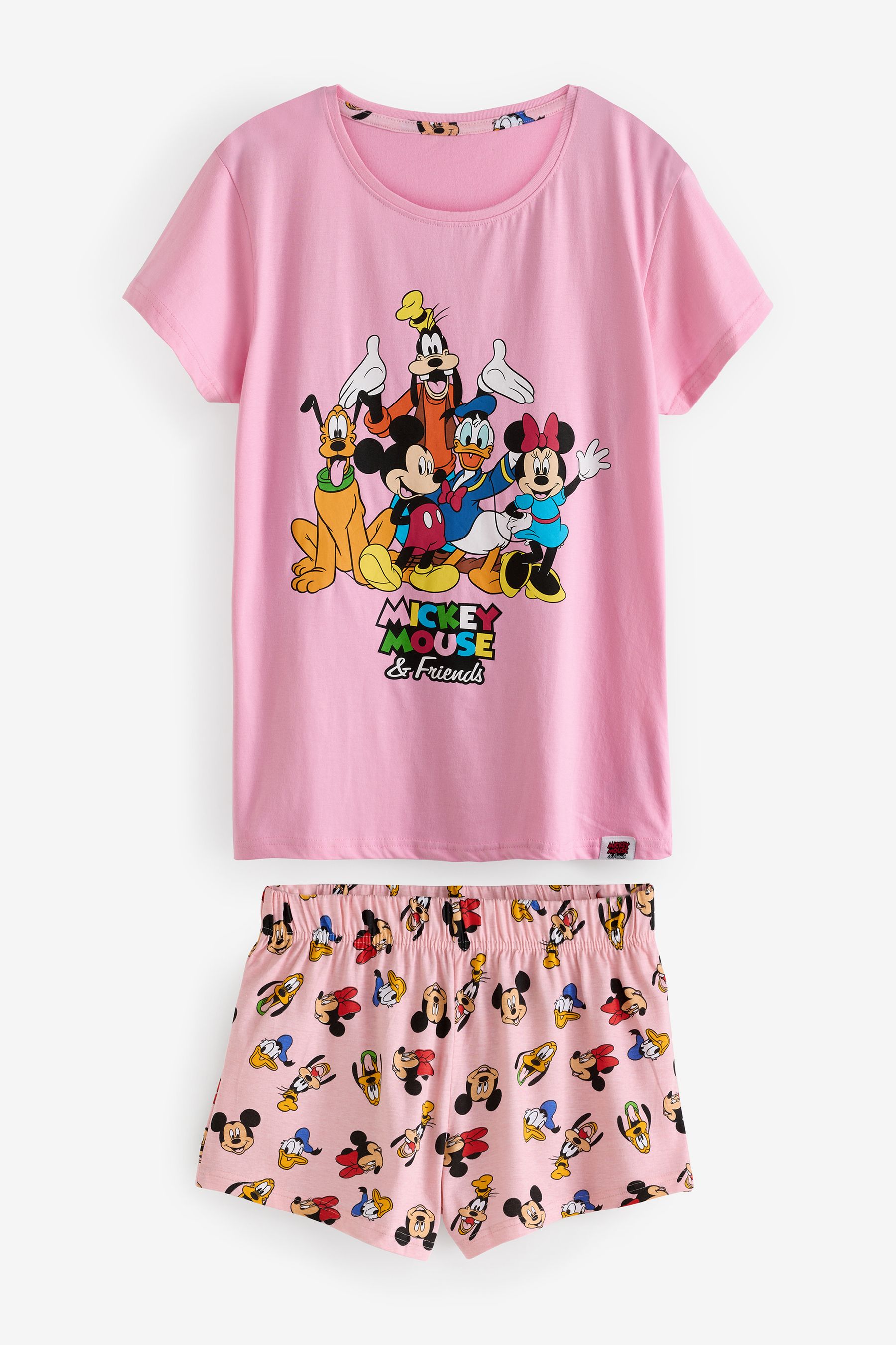 Character Pink Disney Mickey Mouse Short 100 Cotton Pyjamas Small Womens