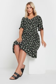 Yours Curve Black Floral Print Smock Dress - Image 1 of 5