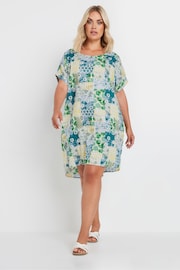 Yours Curve Green Tile Print Tunic Dress - Image 1 of 5