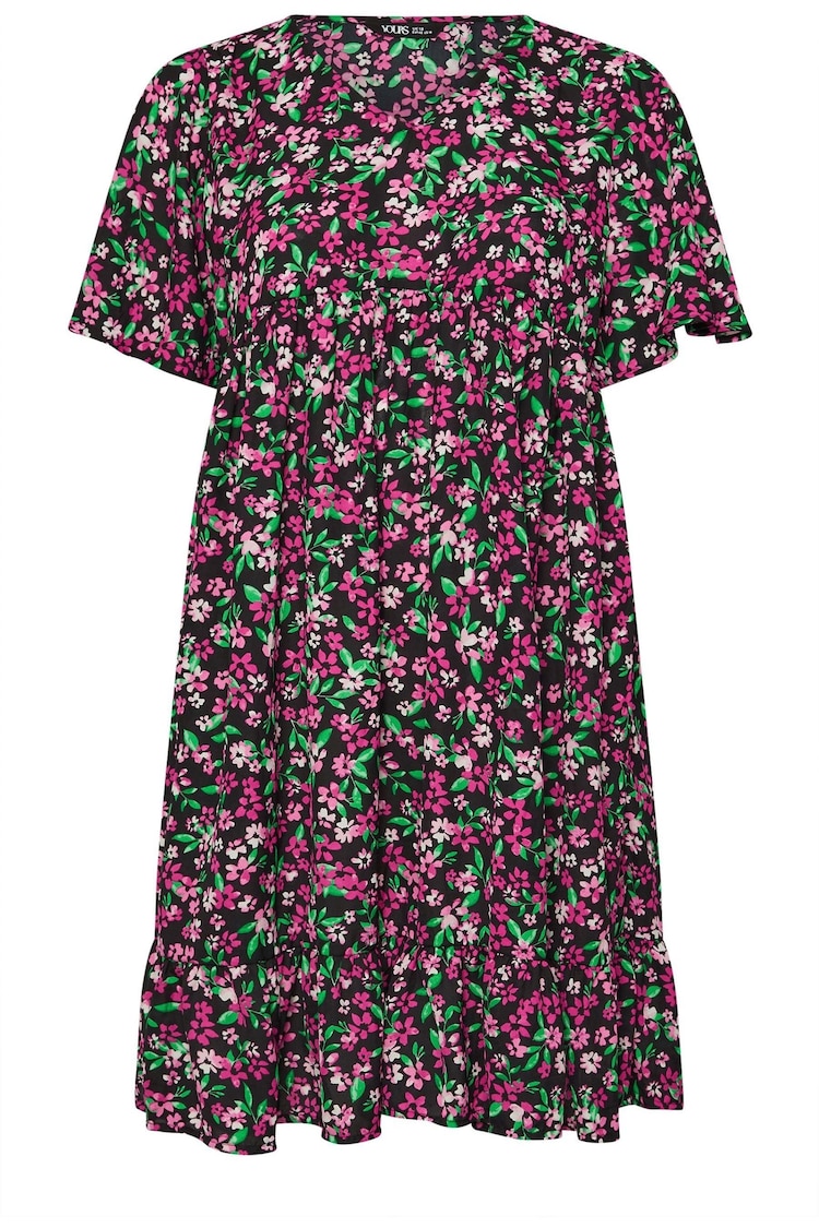 Yours Curve Pink Floral Print Smock Dress - Image 5 of 5