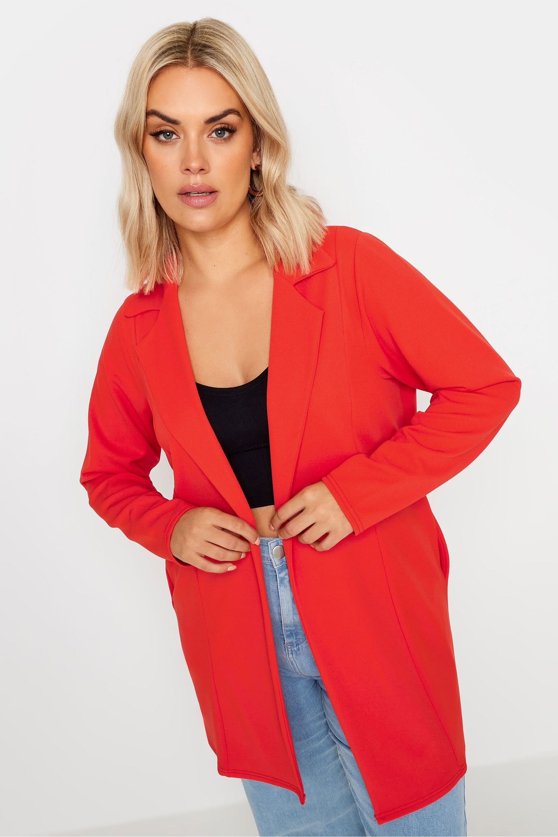 Red orange blazer deals