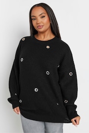 Yours Curve Black Eyelet Jumper - Image 3 of 5