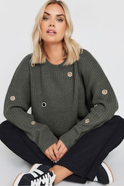 Yours Curve Grey Eyelet Jumper - Image 1 of 5