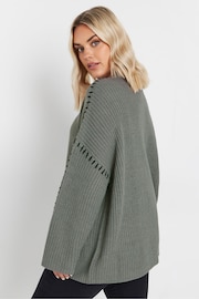 Yours Curve Grey Blanket Stitch Jumper - Image 4 of 5