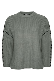 Yours Curve Grey Blanket Stitch Jumper - Image 5 of 5