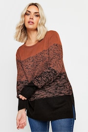 Yours Curve Orange Colourblock Jumper - Image 3 of 6