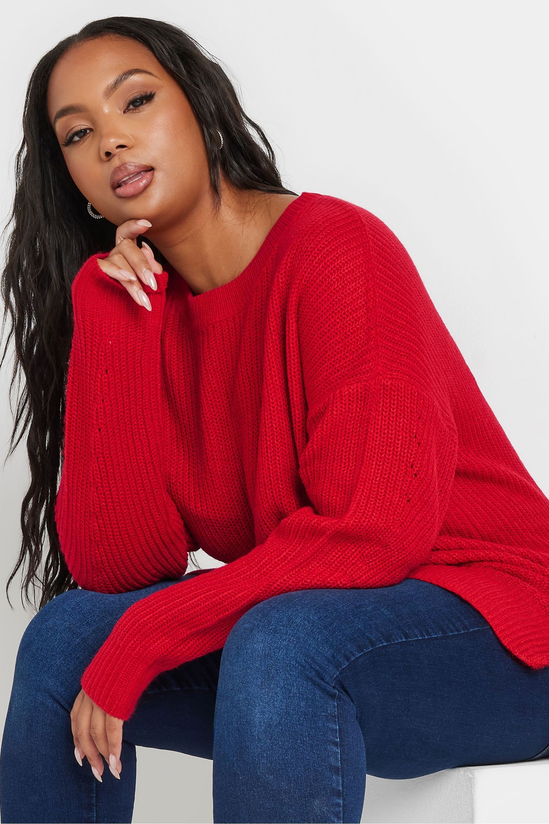 Buy Yours Curve Red Drop Shoulder Jumper from the Next UK online shop
