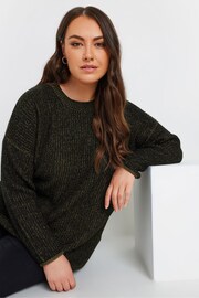 Yours Curve Green Drop Shoulder Jumper - Image 2 of 6