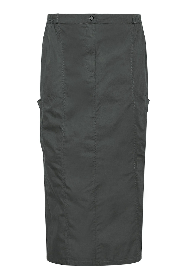 Yours Curve Grey Maxi Cargo Skirt With Side Slits - Image 5 of 5