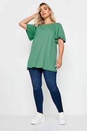 Yours Curve Green Double Angel Sleeve T-Shirt - Image 3 of 5