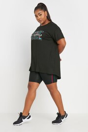 Yours Curve Black Side Stripe Active Shorts - Image 2 of 6