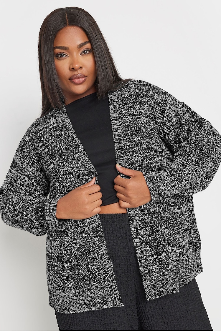 Yours Curve Dark Black Short Balloon Sleeve Cardigan - Image 1 of 5