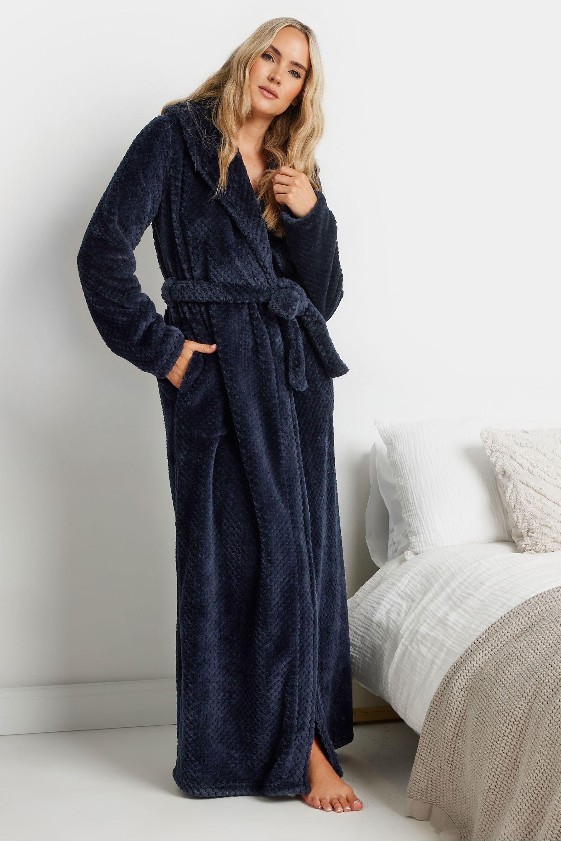 Buy Long Tall Sally Blue Honeycomb Hooded Maxi Robe from the Next UK online shop