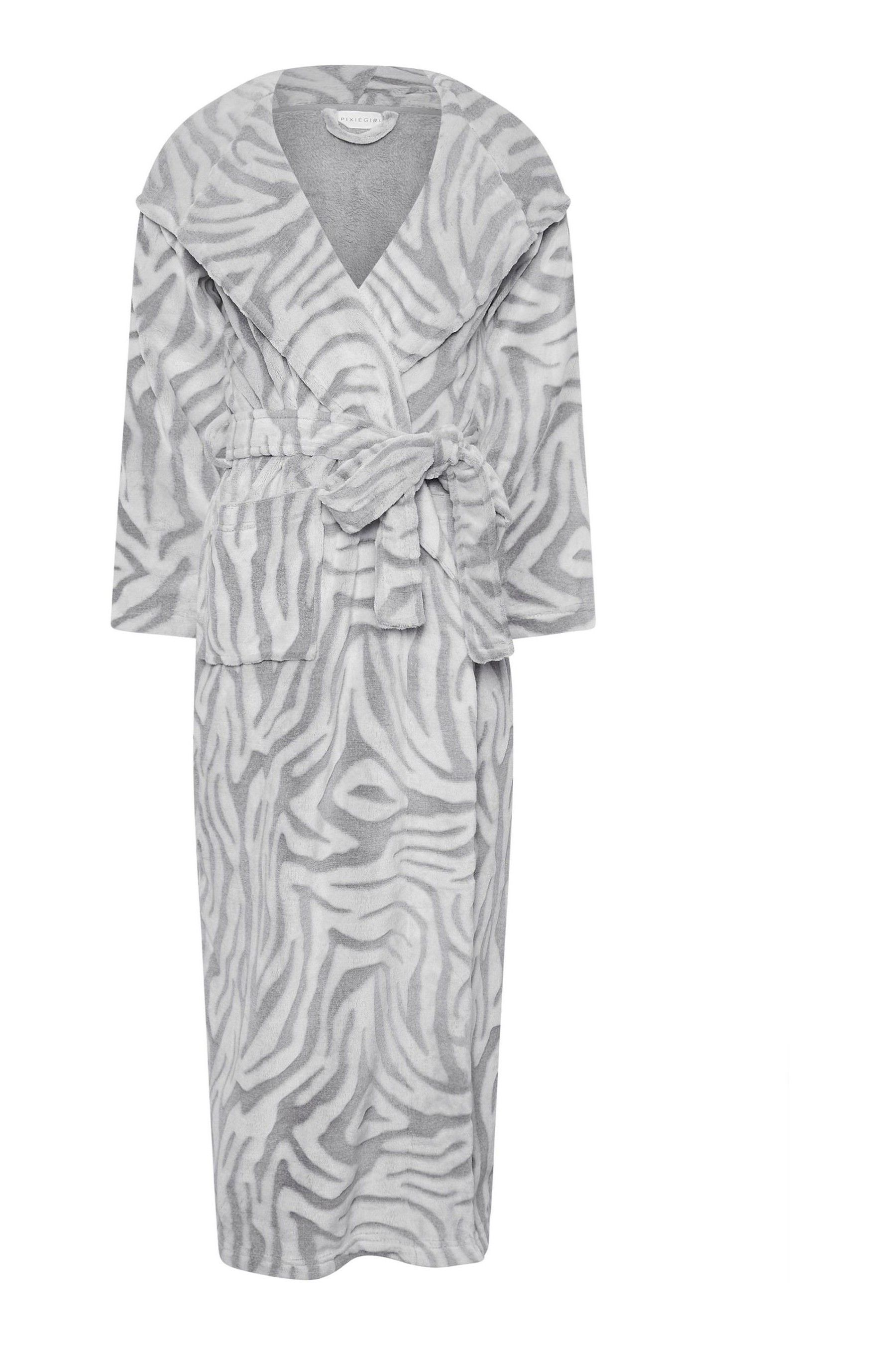 Buy PixieGirl Petite Grey Zebra Clipped Hooded Maxi Robe from Next Turkey