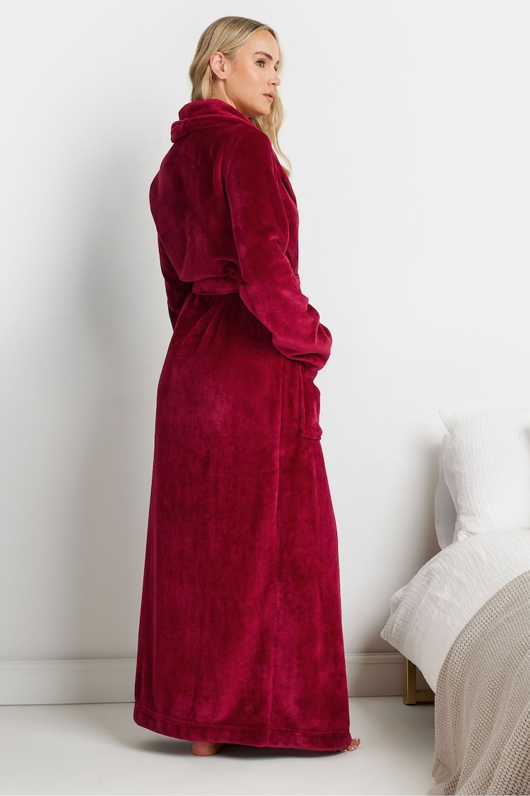 Long Tall Sally Red Fluffy Shawl Collar Maxi Robe - Image 2 of 9