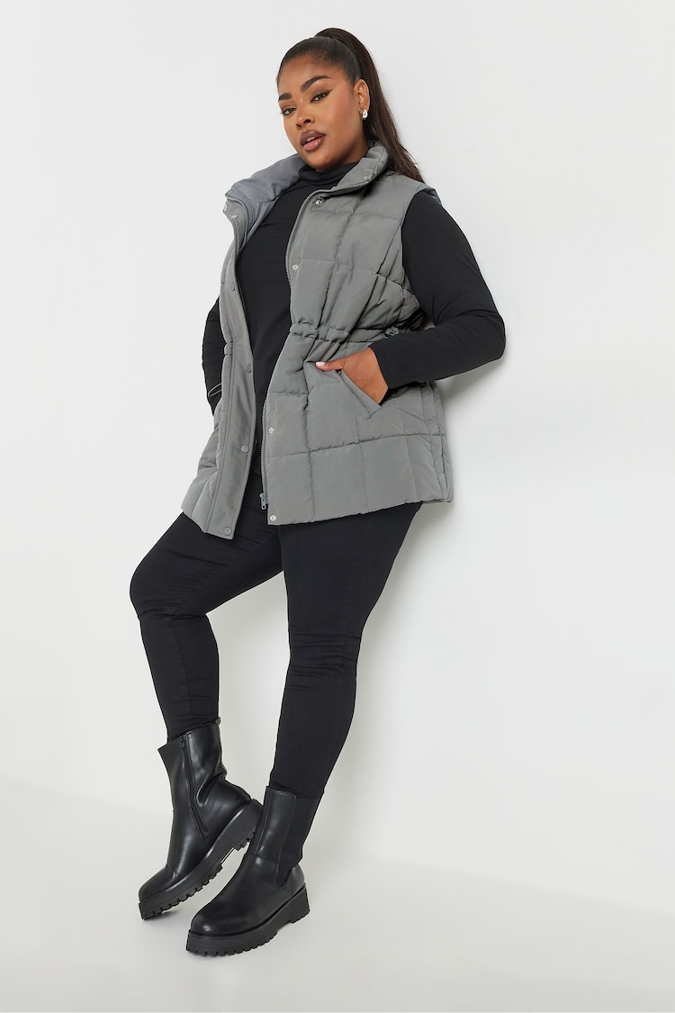 Yours Curve Grey Lightweight Quilted Gilet - Image 2 of 4