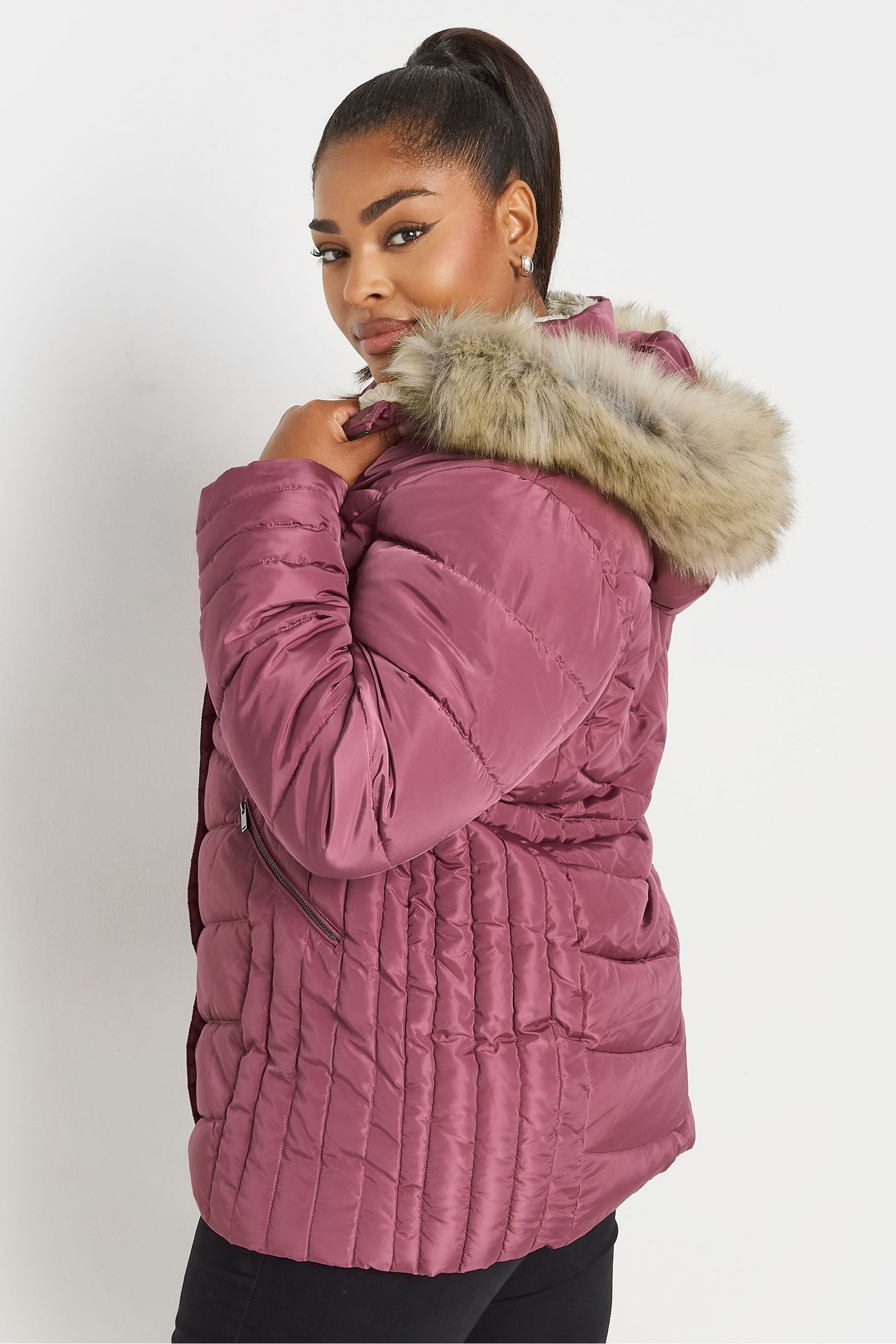 Pink winter jacket clearance
