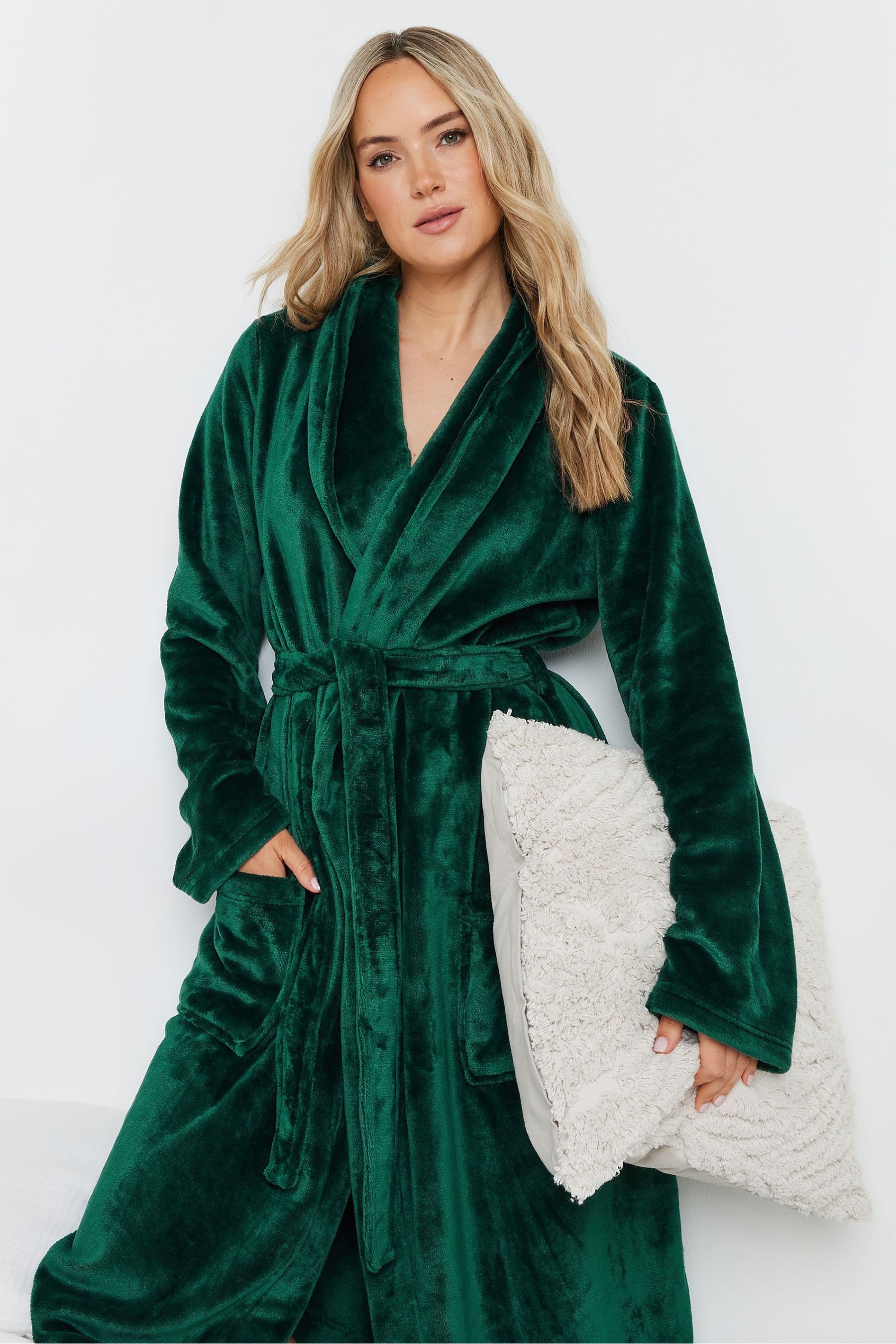 Buy Long Tall Sally Green Fluffy Shawl Collar Maxi Robe from the Next UK online shop