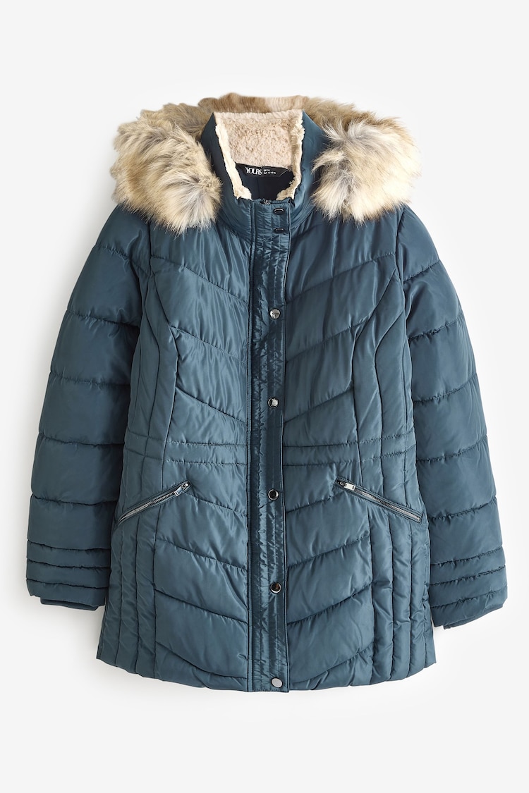 Yours Curve Blue Padded Short coat - Image 1 of 1