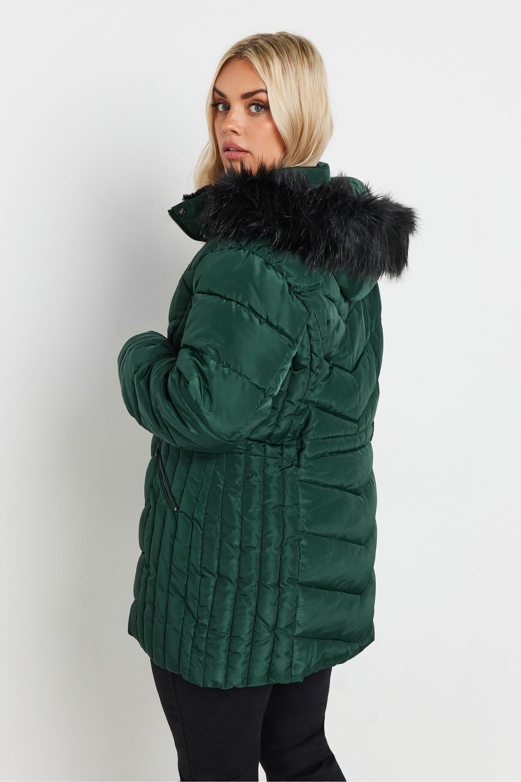 Buy Yours Curve Green Padded Short coat from Next Luxembourg