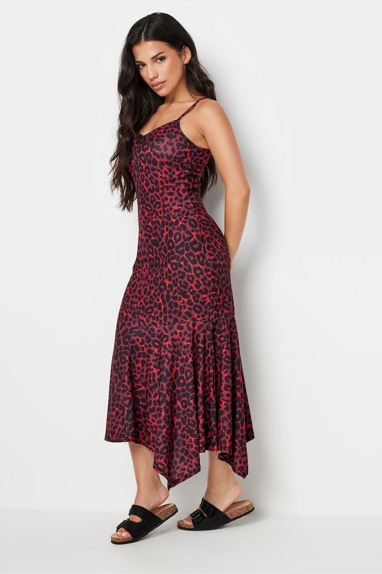 PixieGirl Petite Red Petite Leopard Animal Print Asymetric Maxi Dress - Image 1 of 5