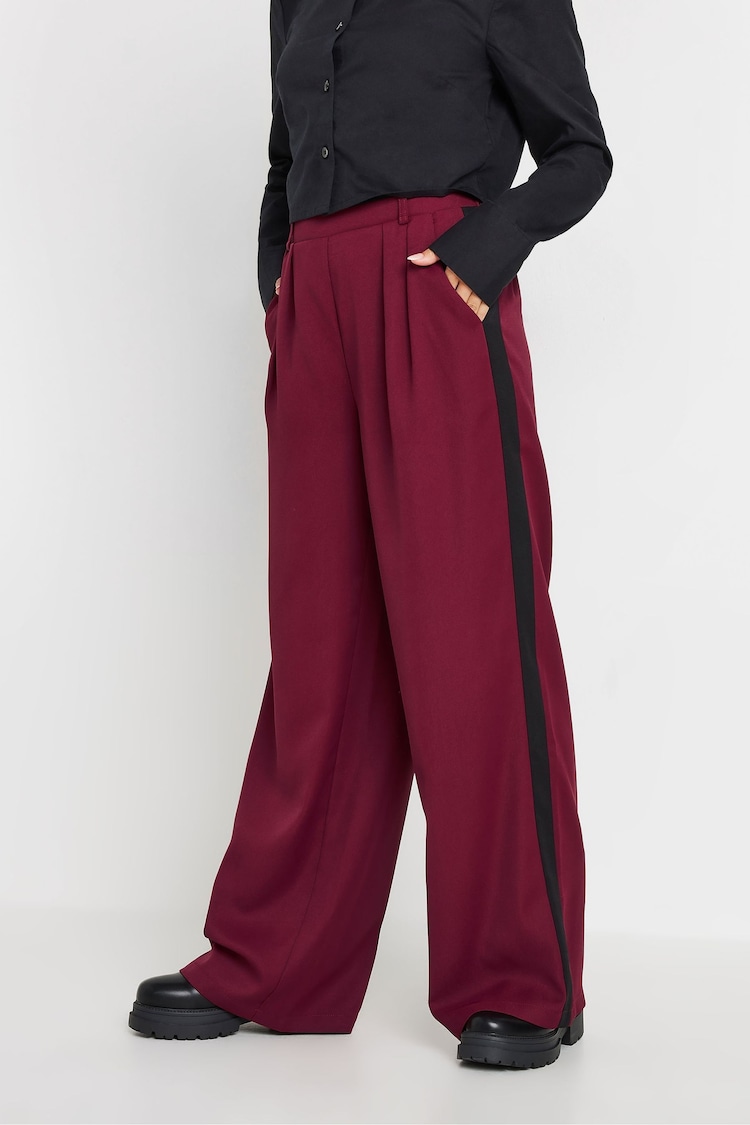 PixieGirl Petite Red Side Stripe Contrast Wide Leg Trousers - Image 2 of 6