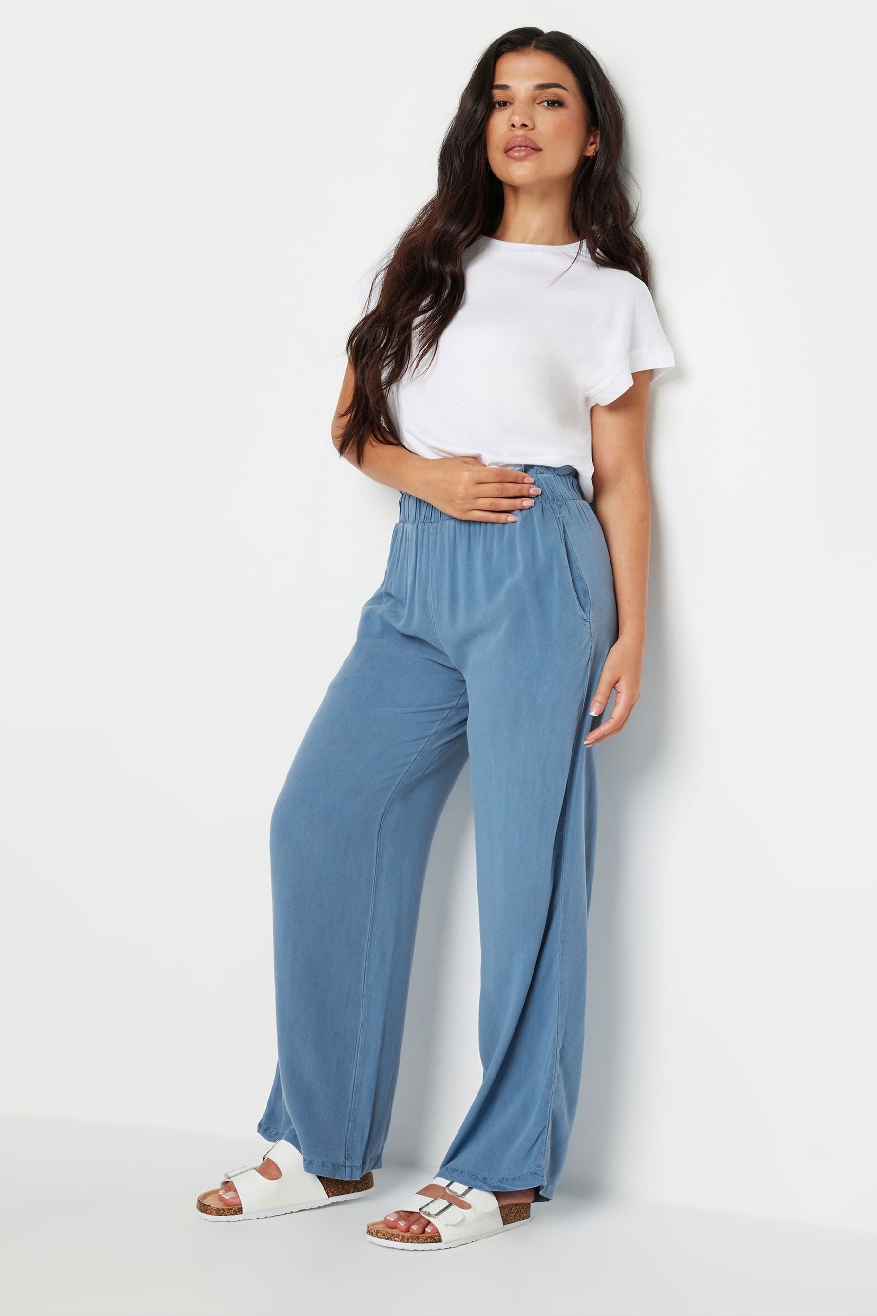 Buy PixieGirl Petite Blue Acid Wash Wide Leg Trousers from the Next UK online shop