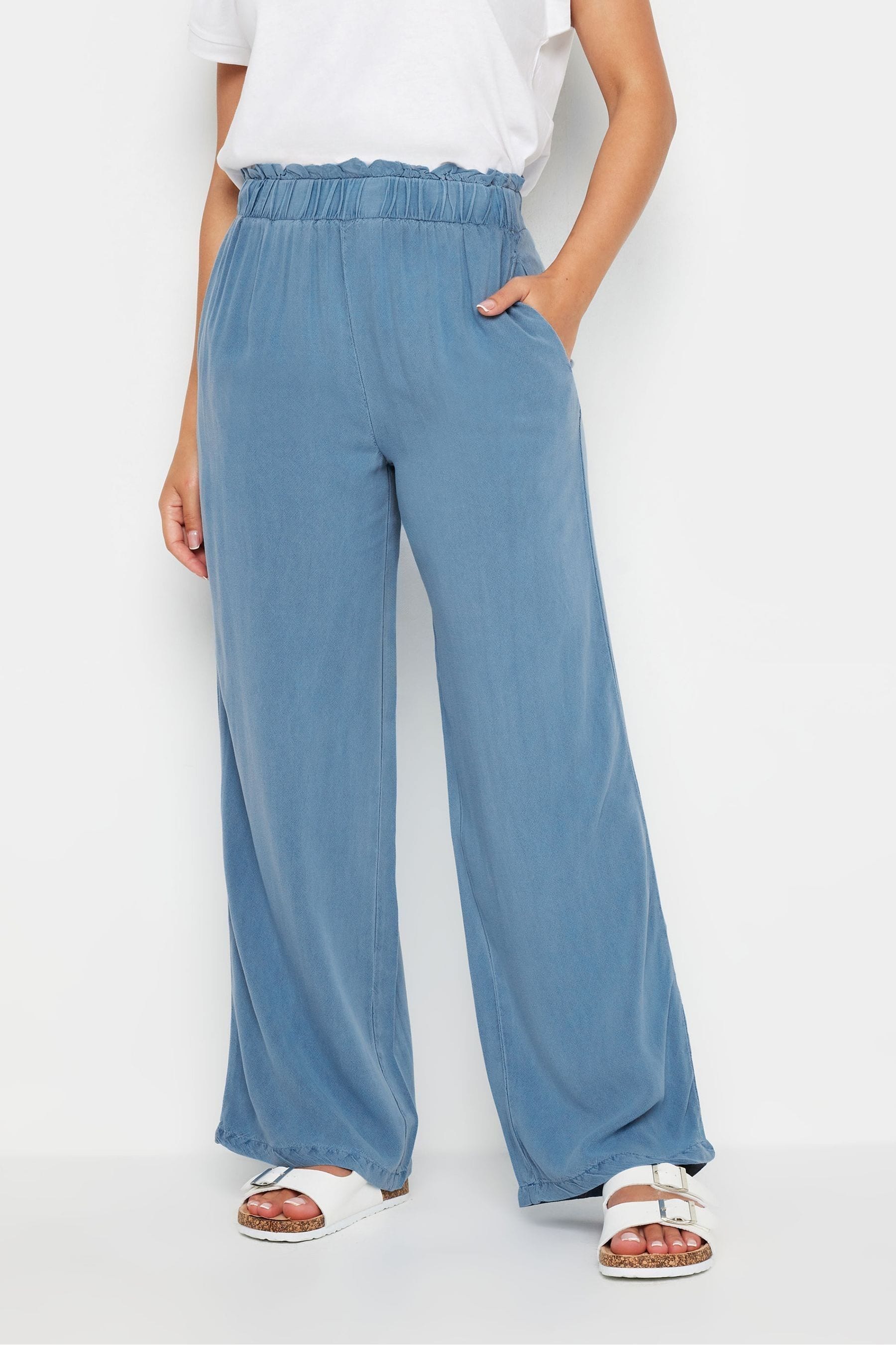 Buy PixieGirl Petite Blue Acid Wash Wide Leg Trousers from the Next UK online shop