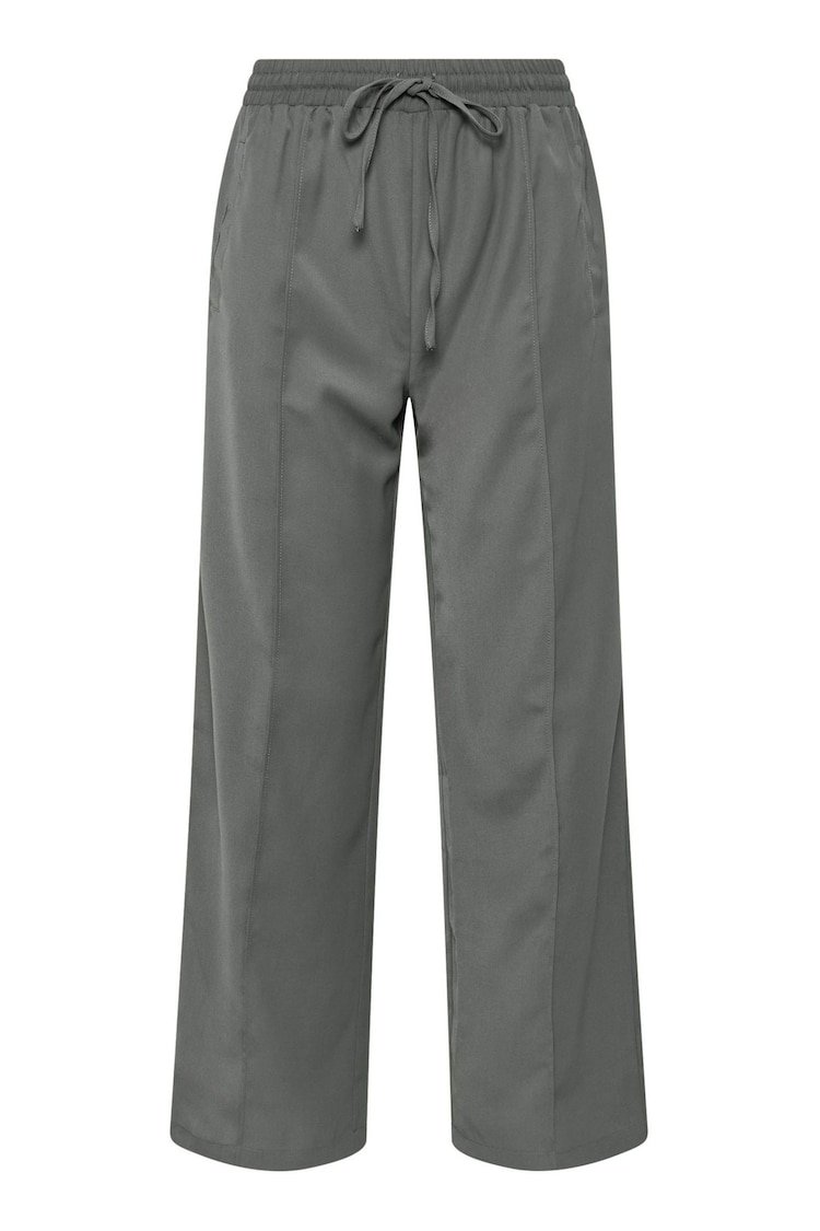 PixieGirl Petite Grey Pintuck Tie Waist Wide Leg Trousers - Image 5 of 5