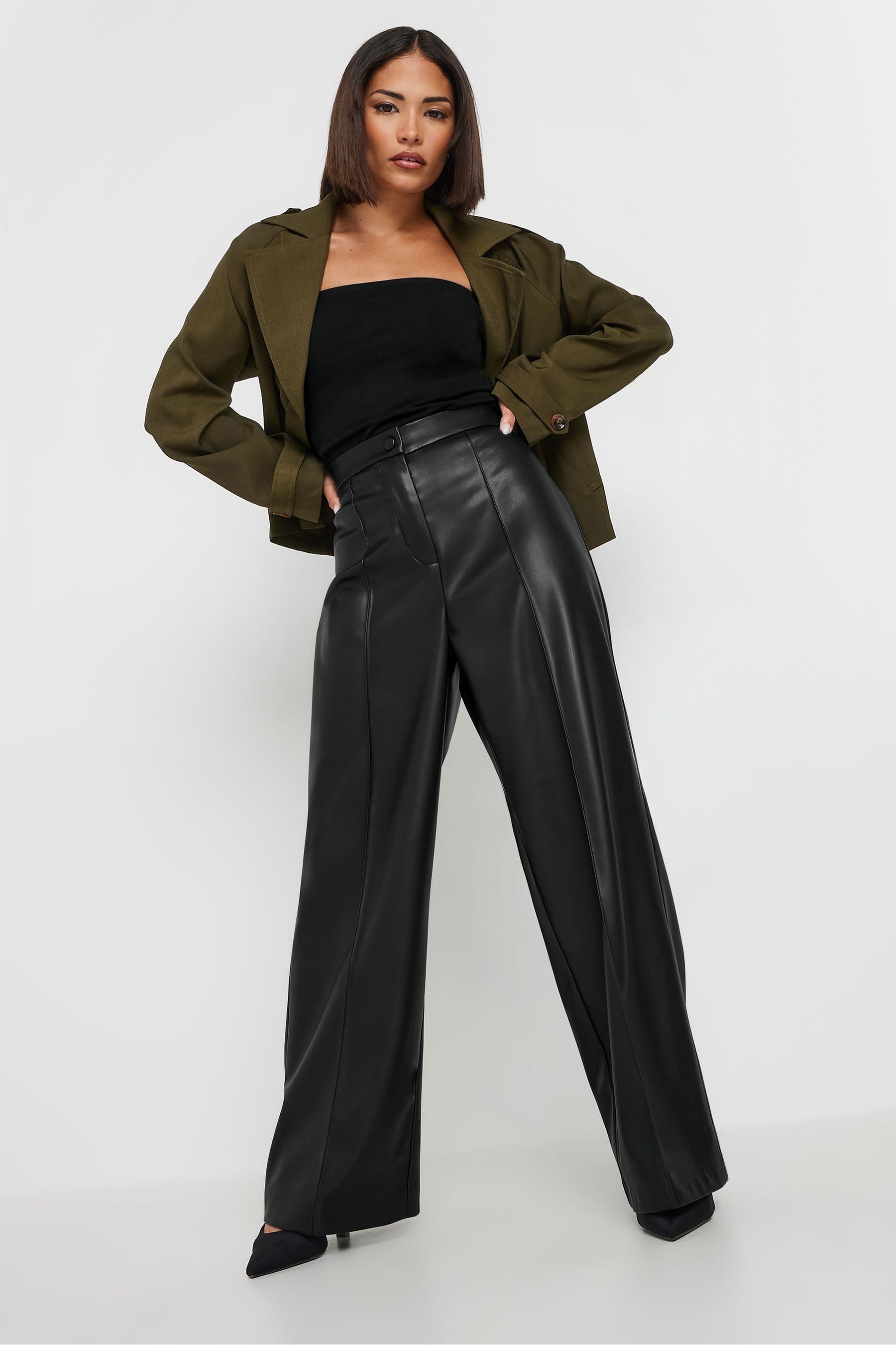 Pu trousers petite cheap