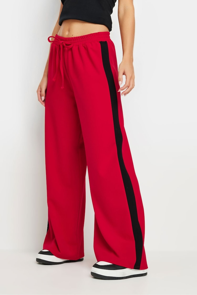 PixieGirl Petite Red Side Stripe Tie Wide Leg Trousers - Image 2 of 5