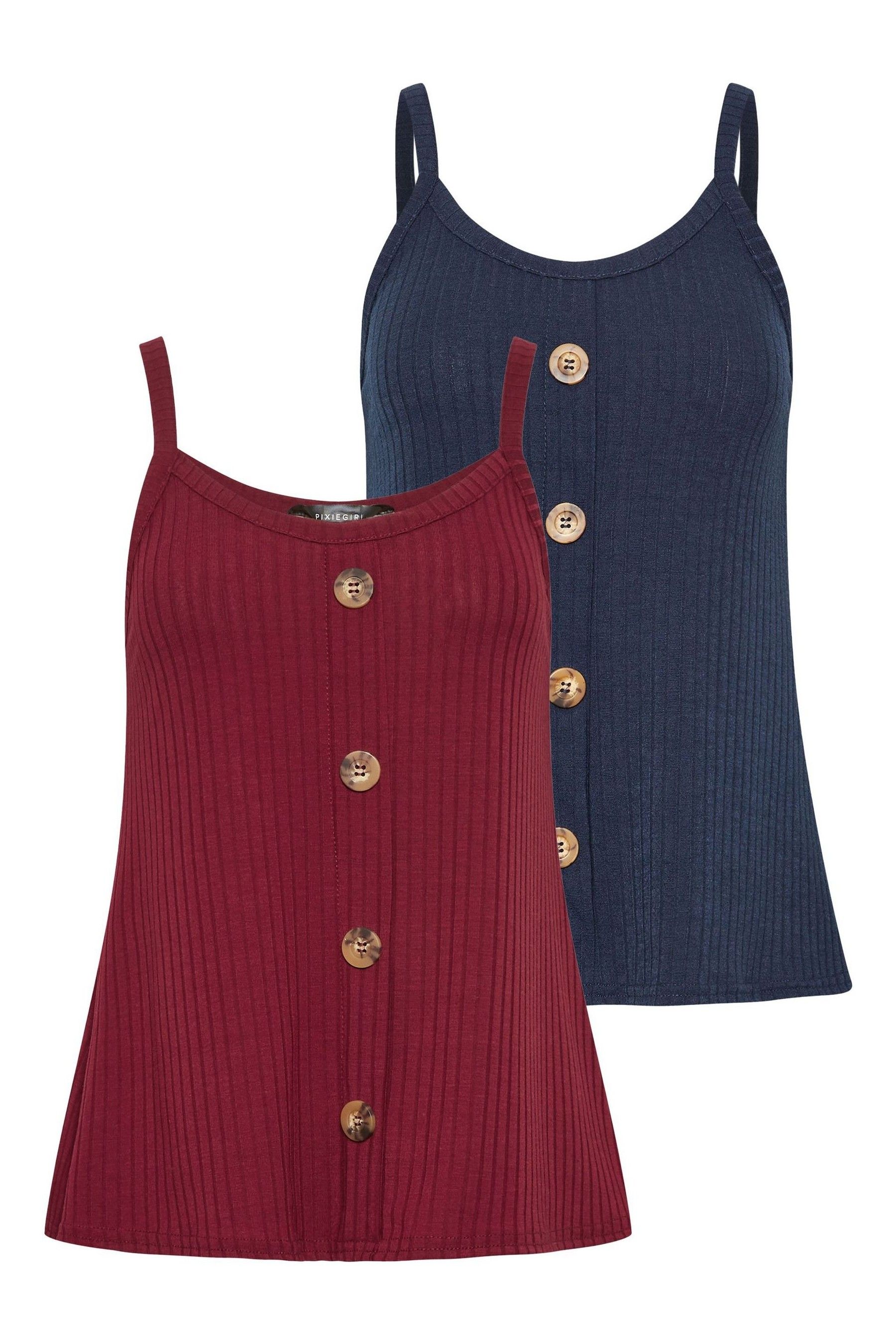 Buy PixieGirl Petite Red Button Down Vest Top 2 Pack from Next Luxembourg
