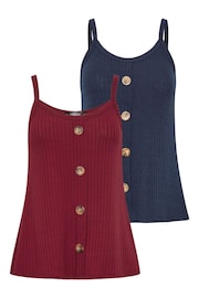 PixieGirl Petite Red Button Down Vest Top 2 Pack - Image 6 of 8