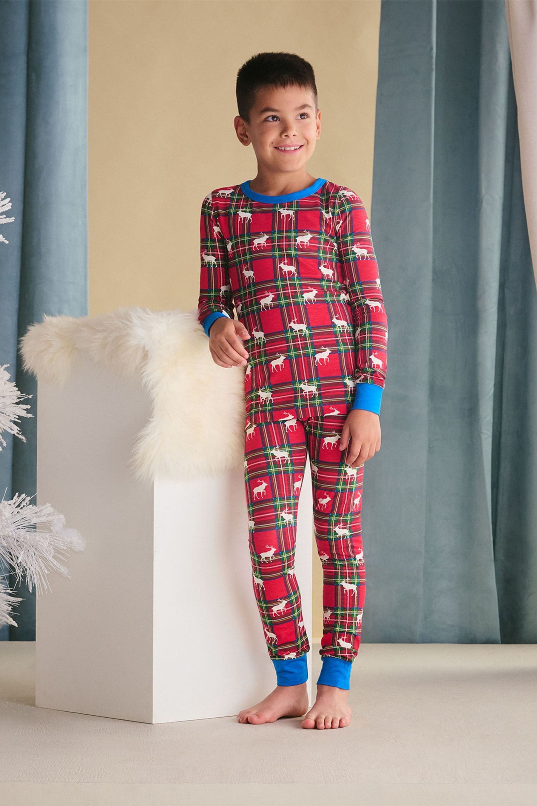 Buy Hatley Red Elk Plaid Stretch Cotton Christmas Pyjamas from the Next UK online shop