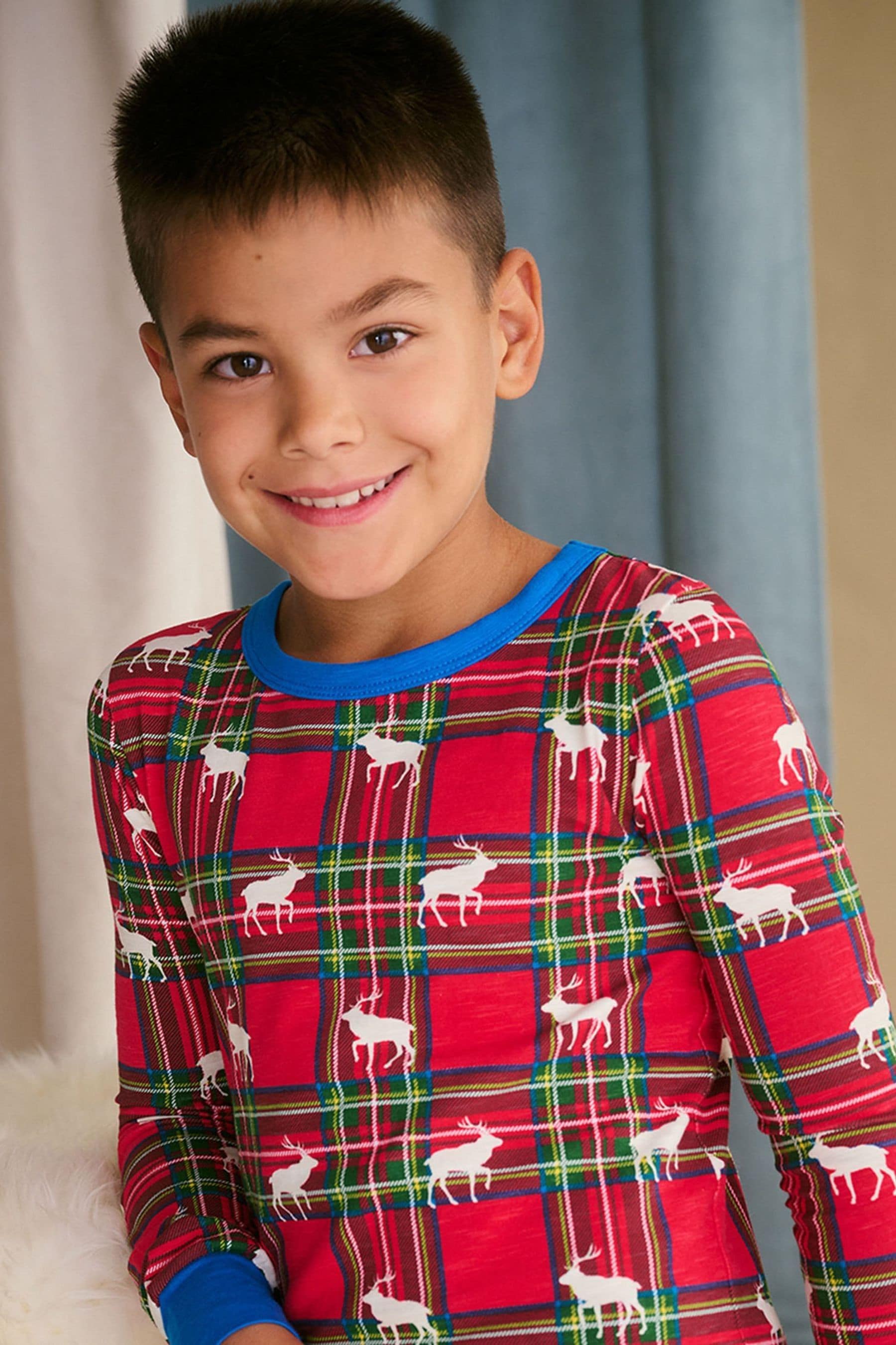 Buy Hatley Red Elk Plaid Stretch Cotton Christmas Pyjamas from the Next UK online shop