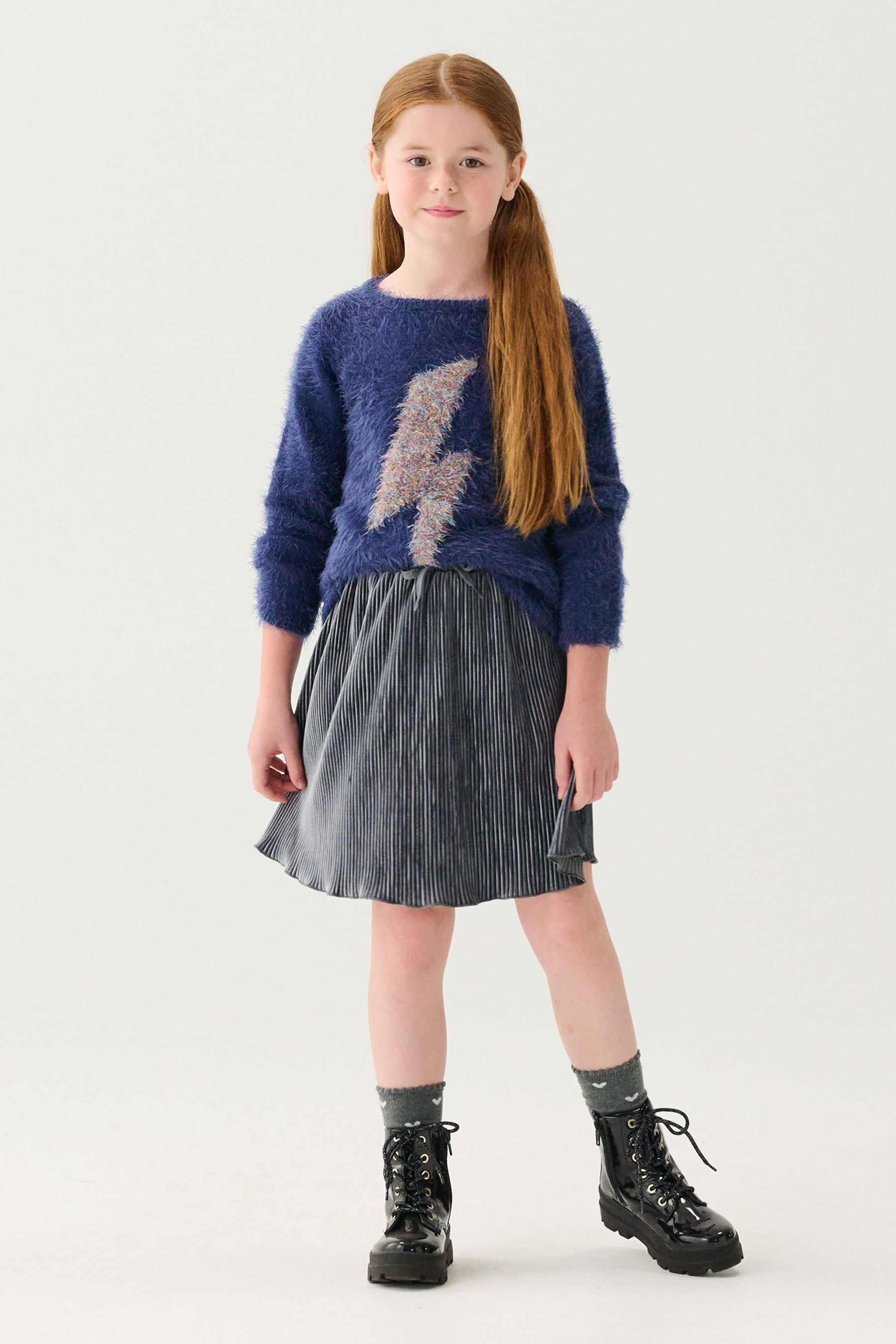 Buy Hatley Blue Metallic Lightening Graphic Fluffy Jumper from Next Luxembourg