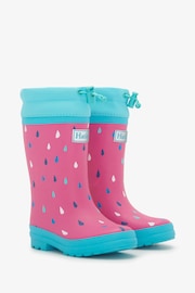 Hatley Pink Tiny Drops Sherpa Lined Rain Wellies - Image 1 of 5