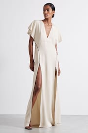 Reiss Ivory Leena Atelier Zipped Cady Maxi Dress with Virgin Wool - Image 4 of 6