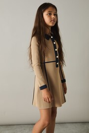 Reiss Camel Nic Panel Intarsia Jersey Dress - Image 1 of 4