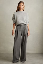 Reiss Grey Freja Wide Belted Wide Leg Trousers - Image 1 of 5