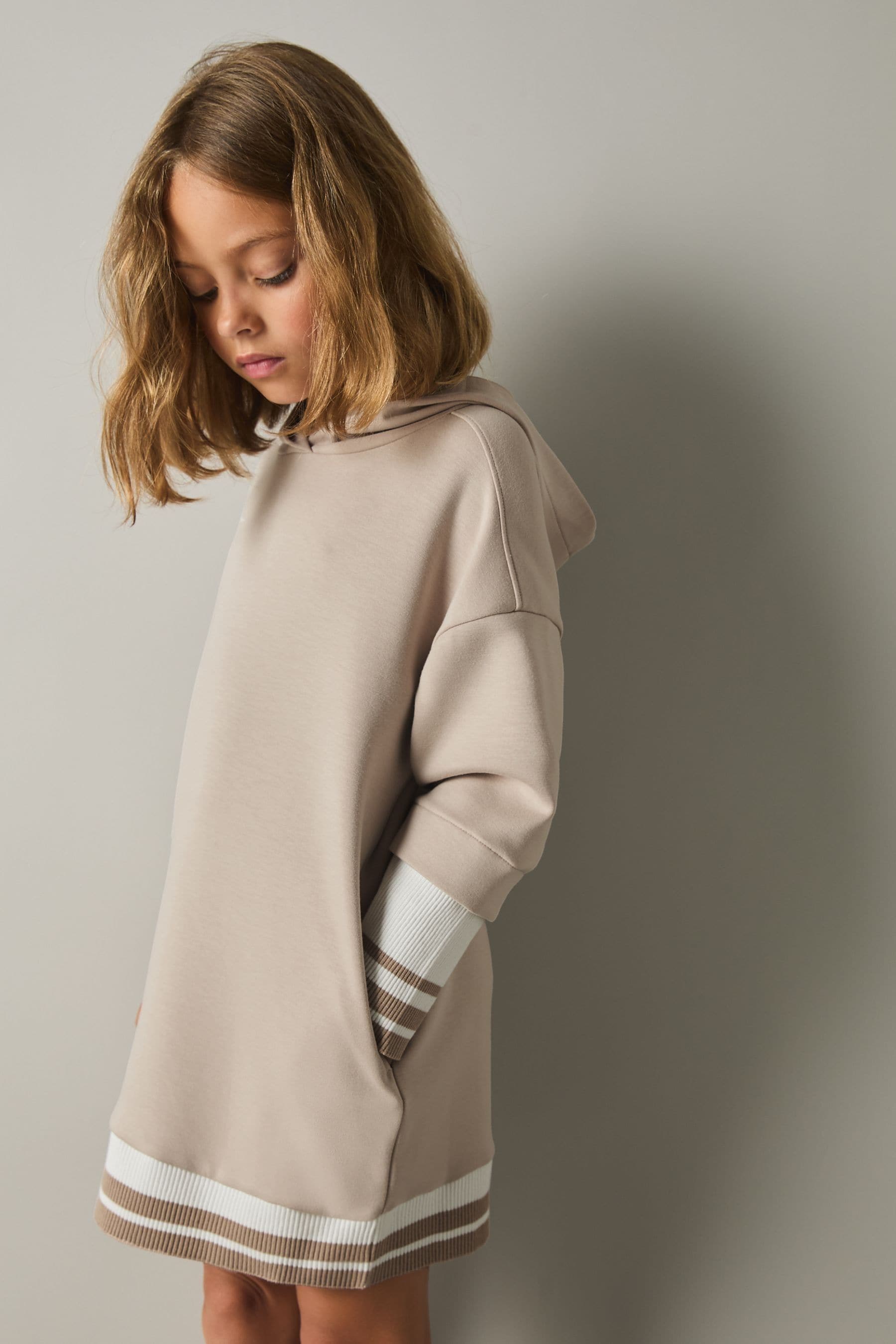 Reiss Mink Leandra 13 14 yrs Hooded Jersey Hoodie Dress