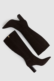 Reiss Chocolate Bianca Block Heel Knee High Boots - Image 2 of 4