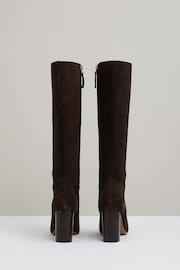 Reiss Chocolate Bianca Block Heel Knee High Boots - Image 4 of 4