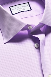 Charles Tyrwhitt Purple Slim fit Egyptian cotton Ascot weave Shirt - Image 5 of 6